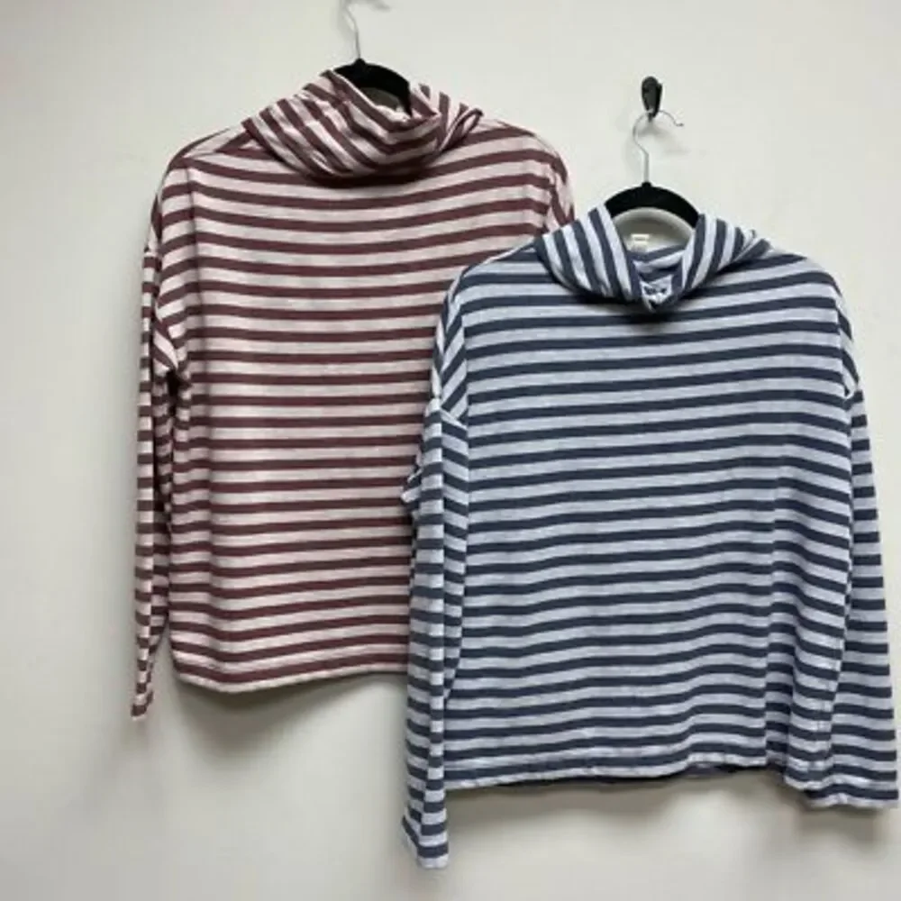 J.Crew Womens Lot Of 2 Pullover Sweatshirt red blue White Striped Stretch S - Picture 2 of 7